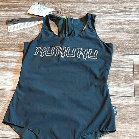 NWT! nununu black silver cut-out back swimsuit Size 10-11Y - Picture 2 of 4